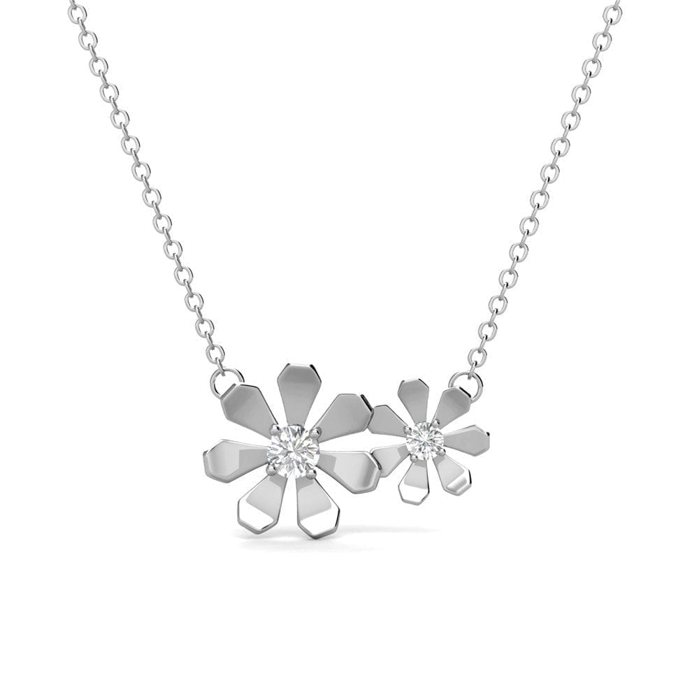 Cate \u0026 Chloe Daisy 18k White Gold Plated Flower Pendant Necklace with Swarovski Crystals for Women
